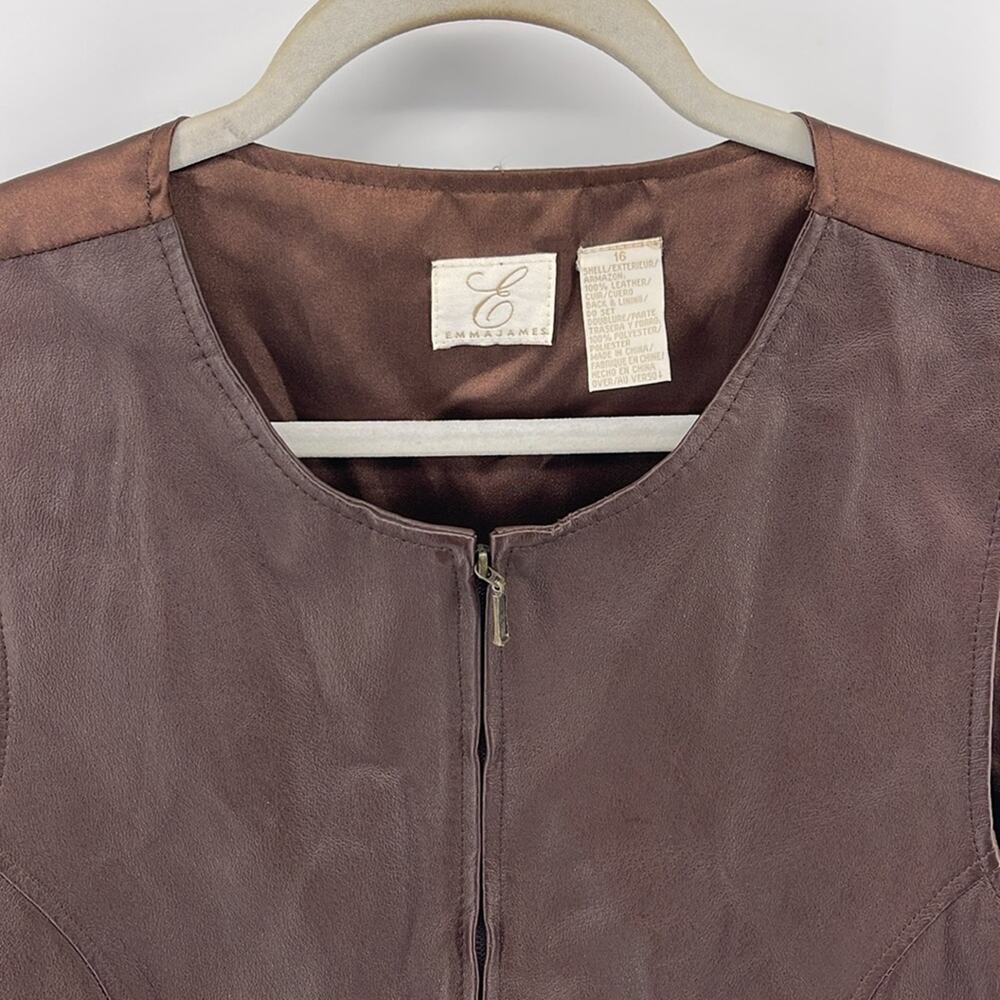 Emma James leather front full zip western rodeo vest sz 16 - Picture 2 of 6